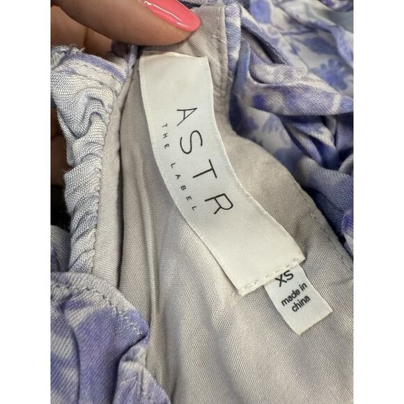 ASTR the Label Cassis Floral Ruffle Maxi Dress Light Blue Cutout XS Boho - Picture 11 of 13